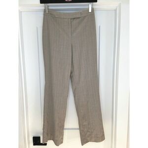Ann Taylor LOFT Womens 2 Wool Blend Pinstripe Dress Pants Tan Brown Straight Leg